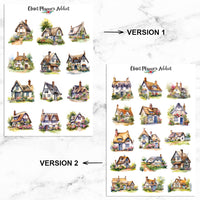 Watercolour English Cottages Planner Stickers (MGB-JUL2023)