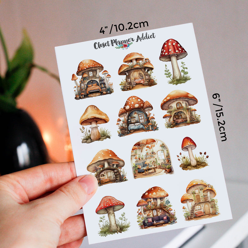 Woodland Mushroom Homes Planner Stickers (MGB-OCT2023)