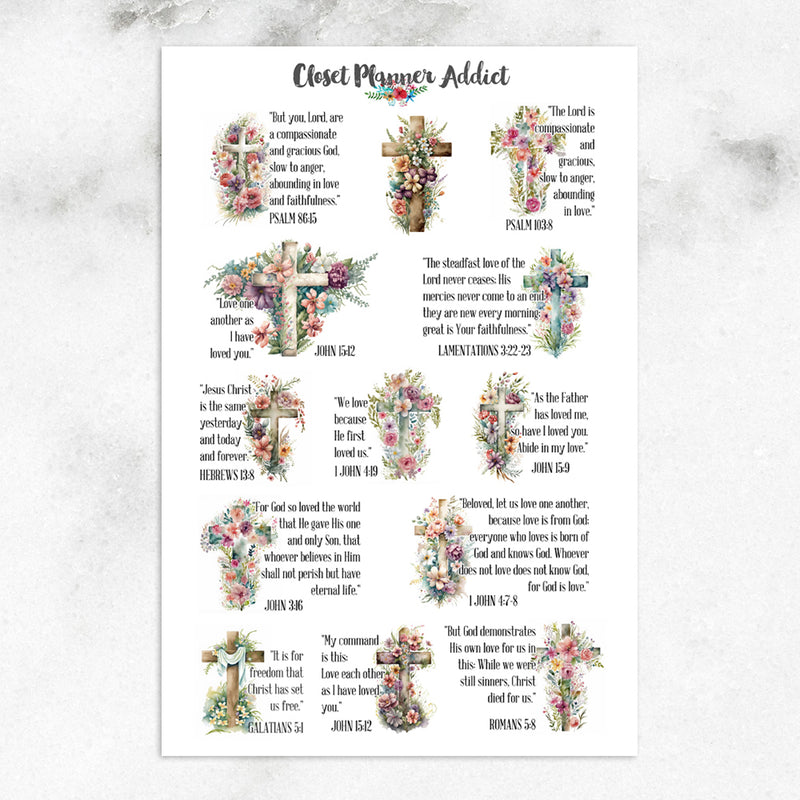 Christian Bible Verses and Scriptures Planner Stickers | Christ's Love (MS-042)