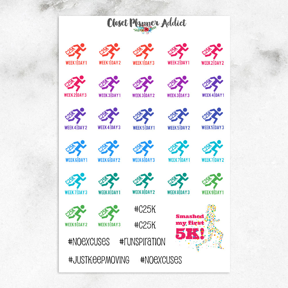 Couch 2 5K Planner Stickers | C25K Running Stickers (S-116)