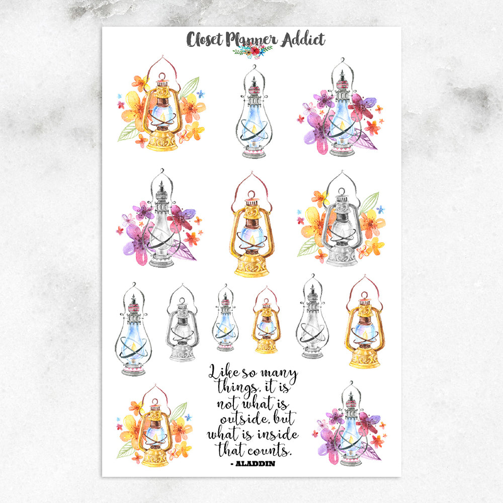 Watercolour Magic Lamps Planner Stickers (S-147)