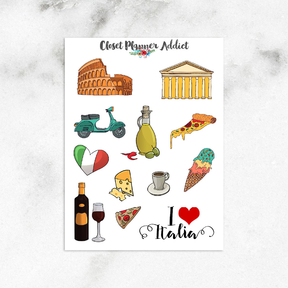 I Love Italy Travel Planner Stickers (S-162)