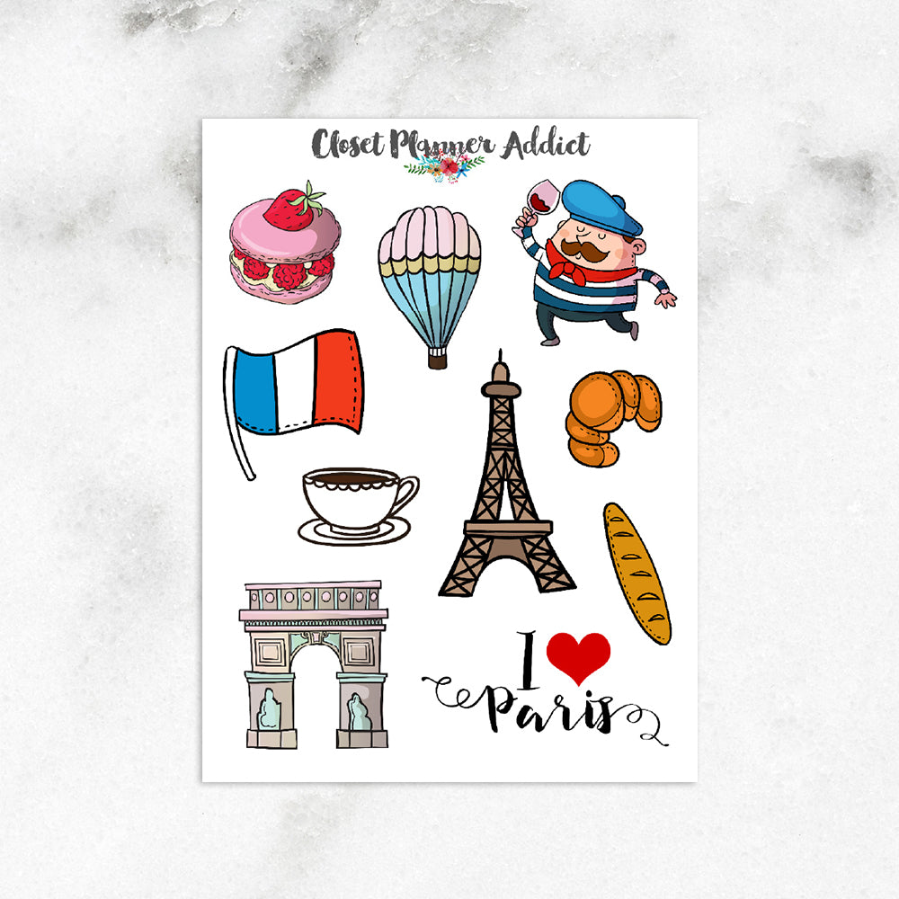 I Love Paris Travel Planner Stickers (S-164)