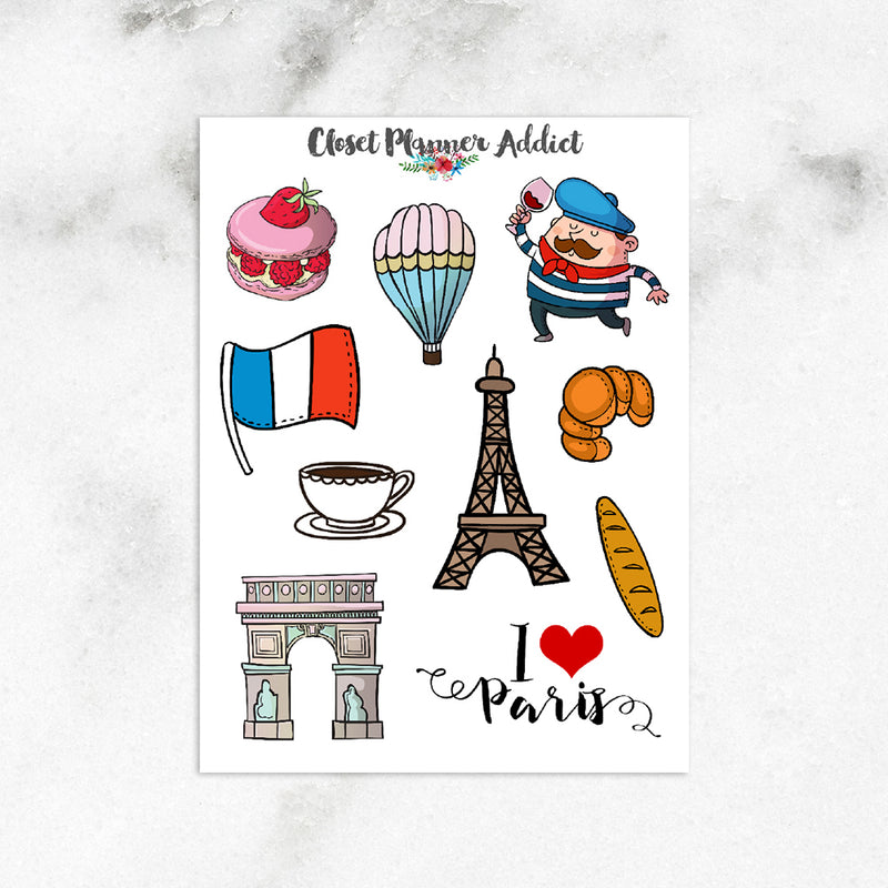 I Love Paris Travel Planner Stickers (S-164)