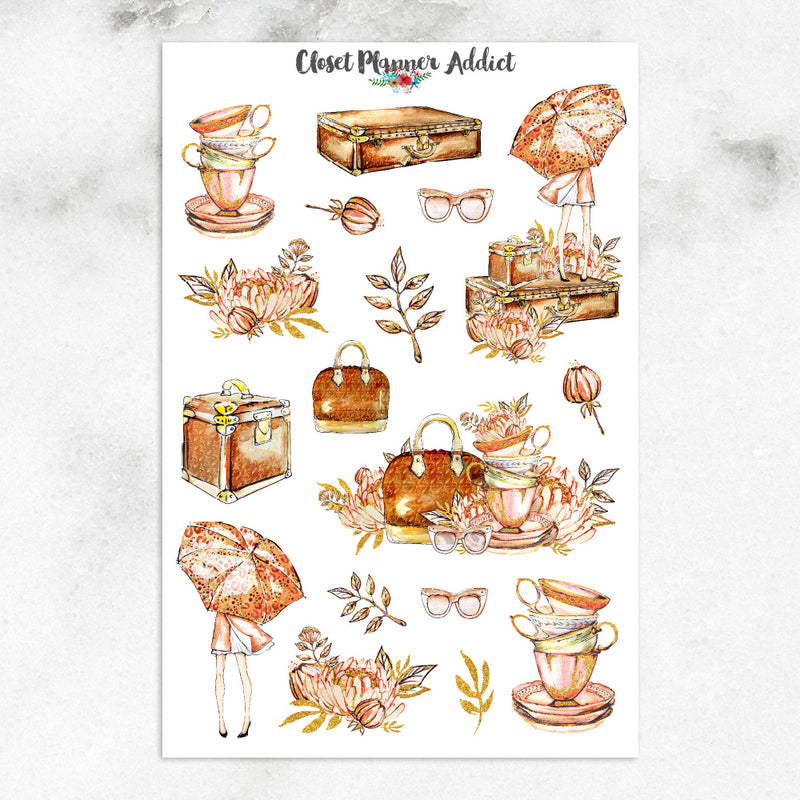 Watercolour Autumn Lady Planner Stickers (S-171)