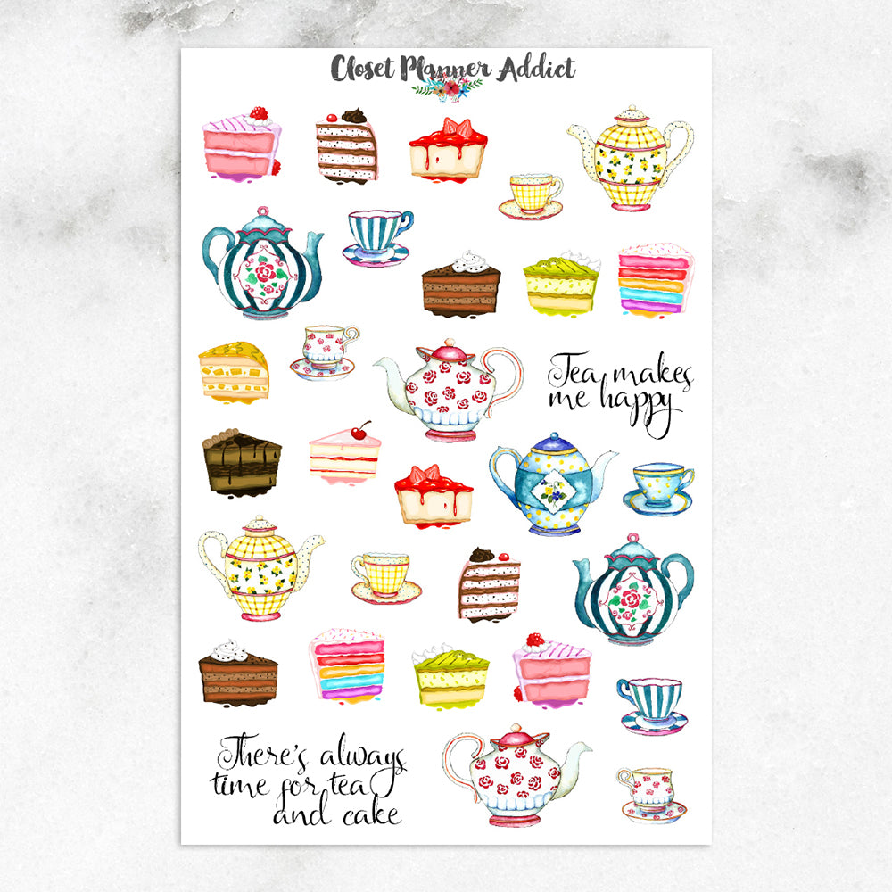 Watercolour Tea Time Planner Stickers (S-172)