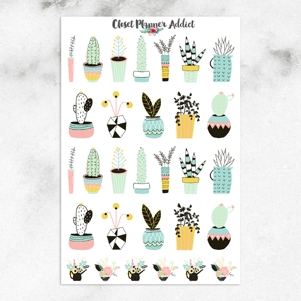 Potted Plants Planner Stickers (S-181)