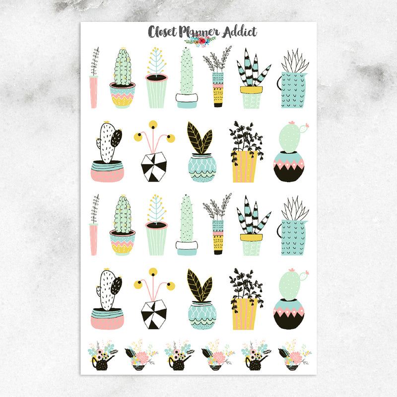 Potted Plants Planner Stickers (S-181)