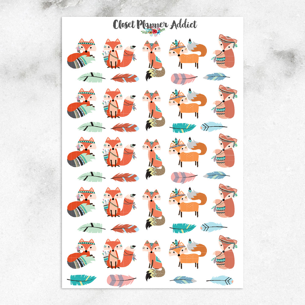 Cute Foxes Planner Stickers (S-182)