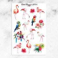 Watercolour Tropical Flamingos Planner Stickers (S-187)