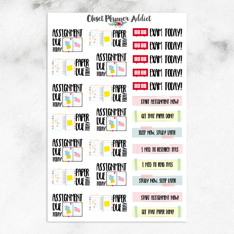 School and College Assignments Planner Stickers (S-193)