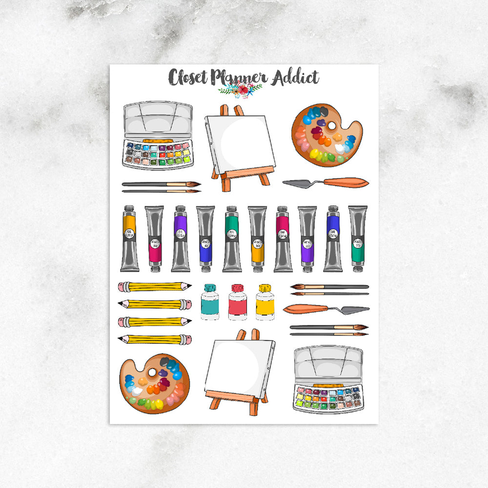 Art Supplies Planner Stickers (S-194)