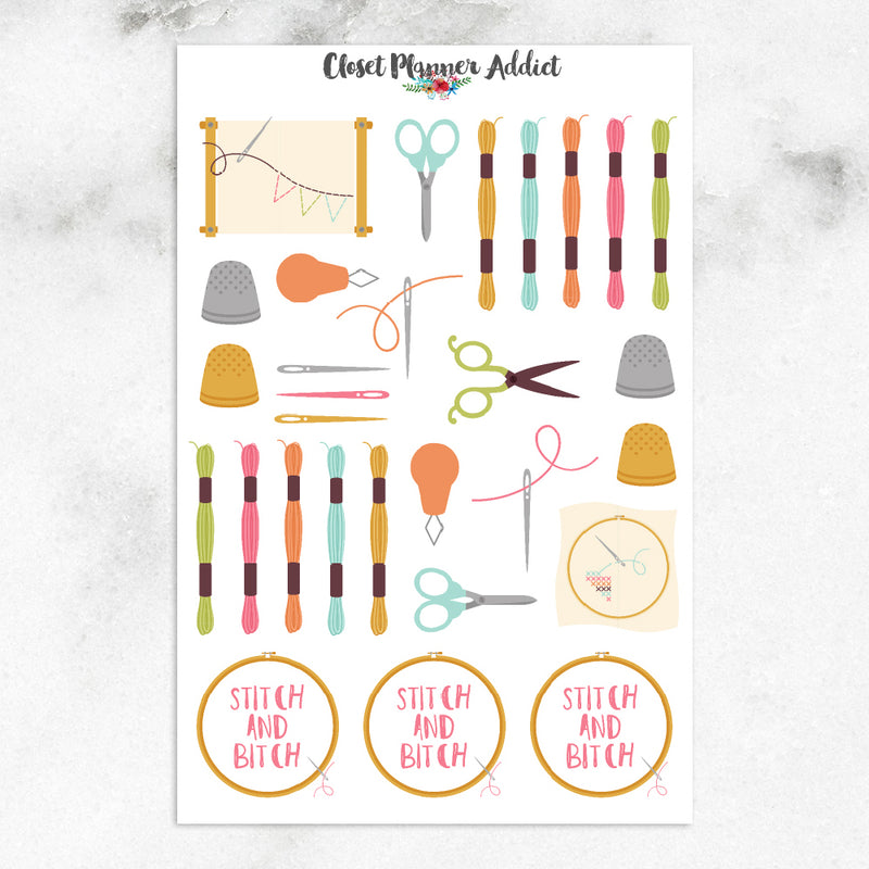 Cross Stitch and Embroidery Planner Stickers (S-234)