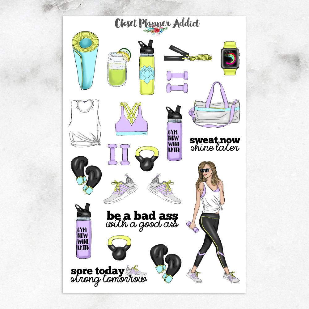 Fitness Girls Workout Planner Stickers (S-237)