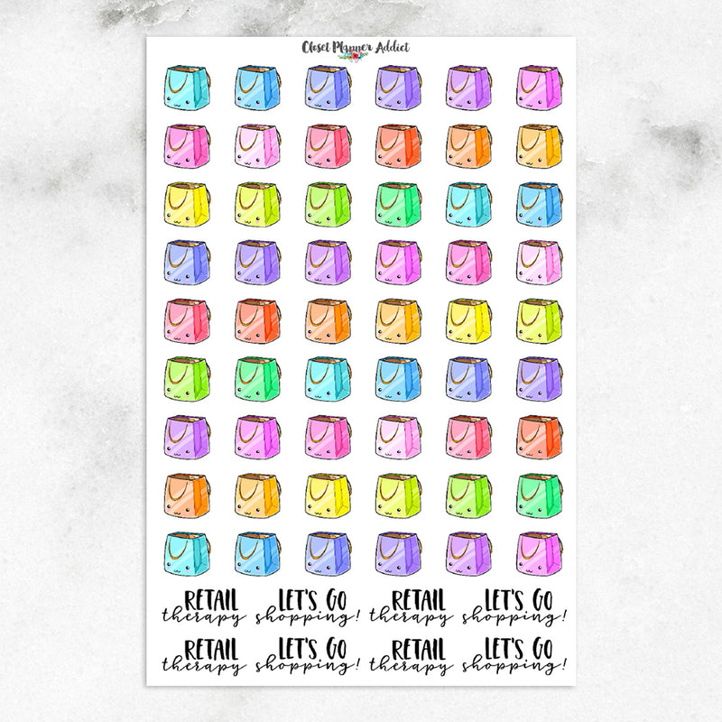 Kawaii Shopping Bags Planner Stickers (S-244)
