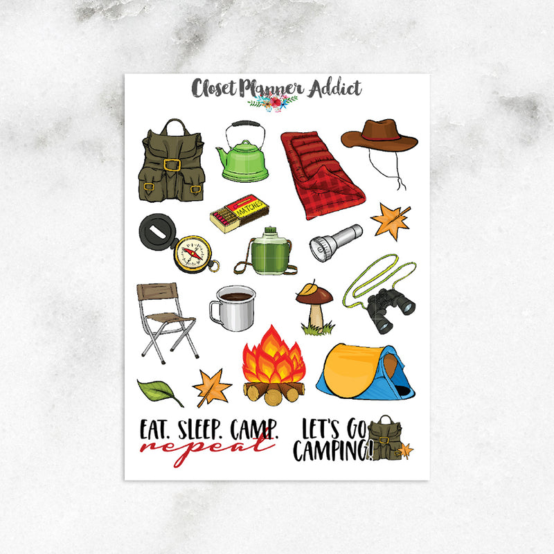 Summer Camping and Hiking Planner Stickers (S-249)