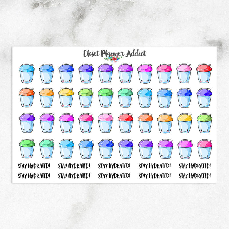 Kawaii Water Bottles Planner Stickers (S-256)