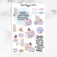 Watercolour Book Lovers Planner Stickers (S-259)