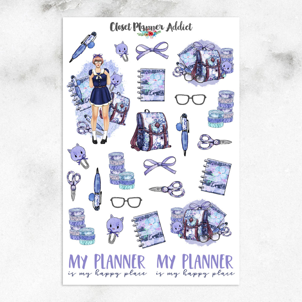 Kawaii Watercolour Planner Girl Planner Stickers (S-260)