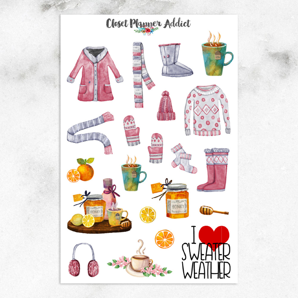 Cozy Winter and Sweater Weather Planner Stickers (S-267)