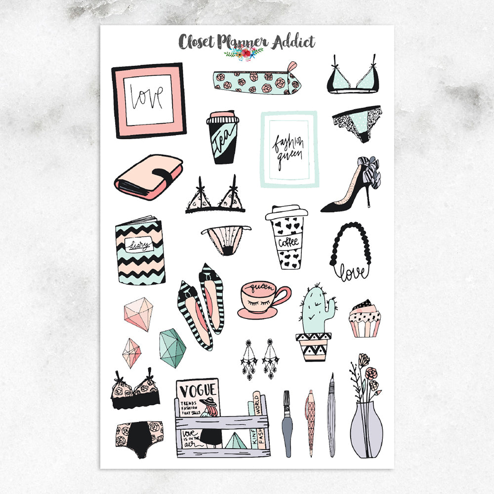 Fashion and Lifestyle Planner Stickers (S-269)