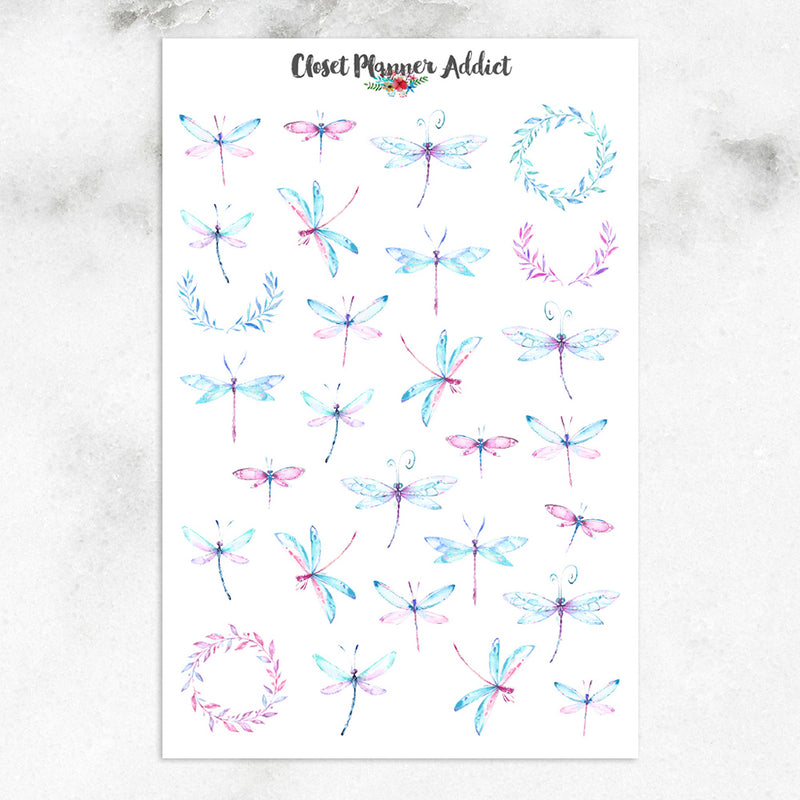 Watercolour Dragonflies Planner Stickers (S-272)
