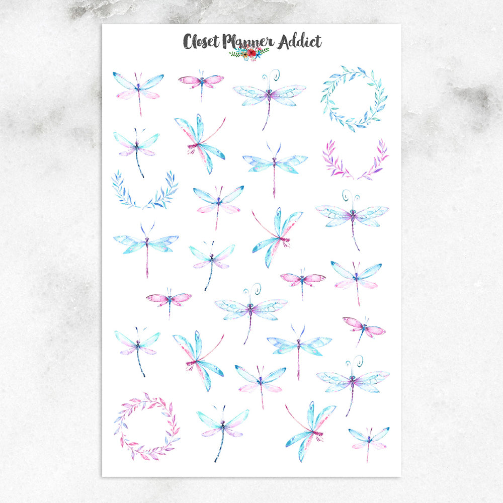 Watercolour Dragonflies Planner Stickers (S-272)