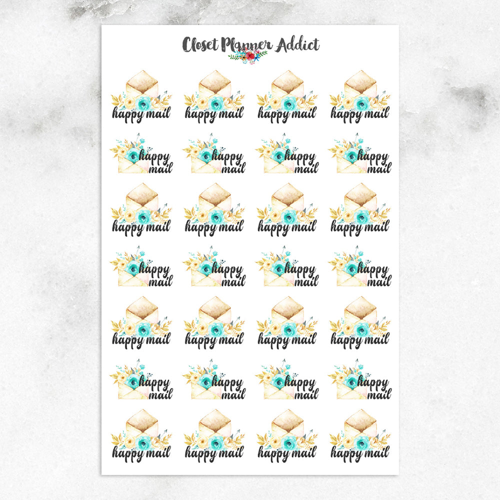 Watercolour Happy Mail Planner Stickers (S-275)