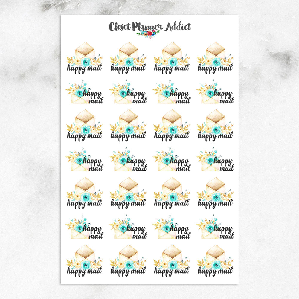Watercolour Happy Mail Planner Stickers (S-275) – Closet Planner Addict