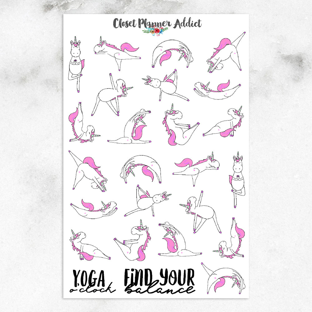 Unicorns Doing Yoga Planner Stickers (S-284)