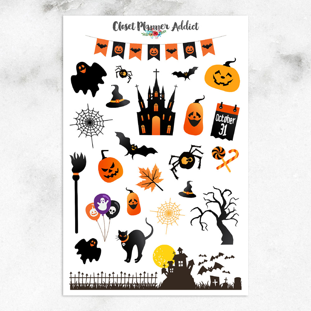 Cute Halloween Planner Stickers (S-286)