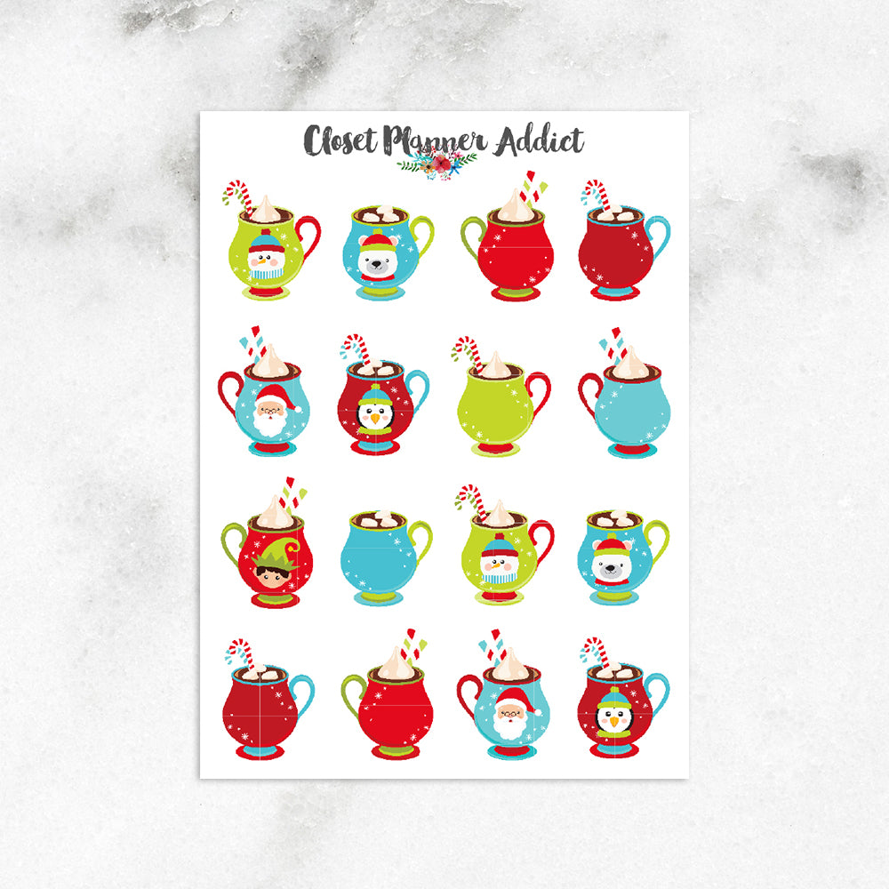Christmas Hot Chocolate Planner Stickers (S-288)