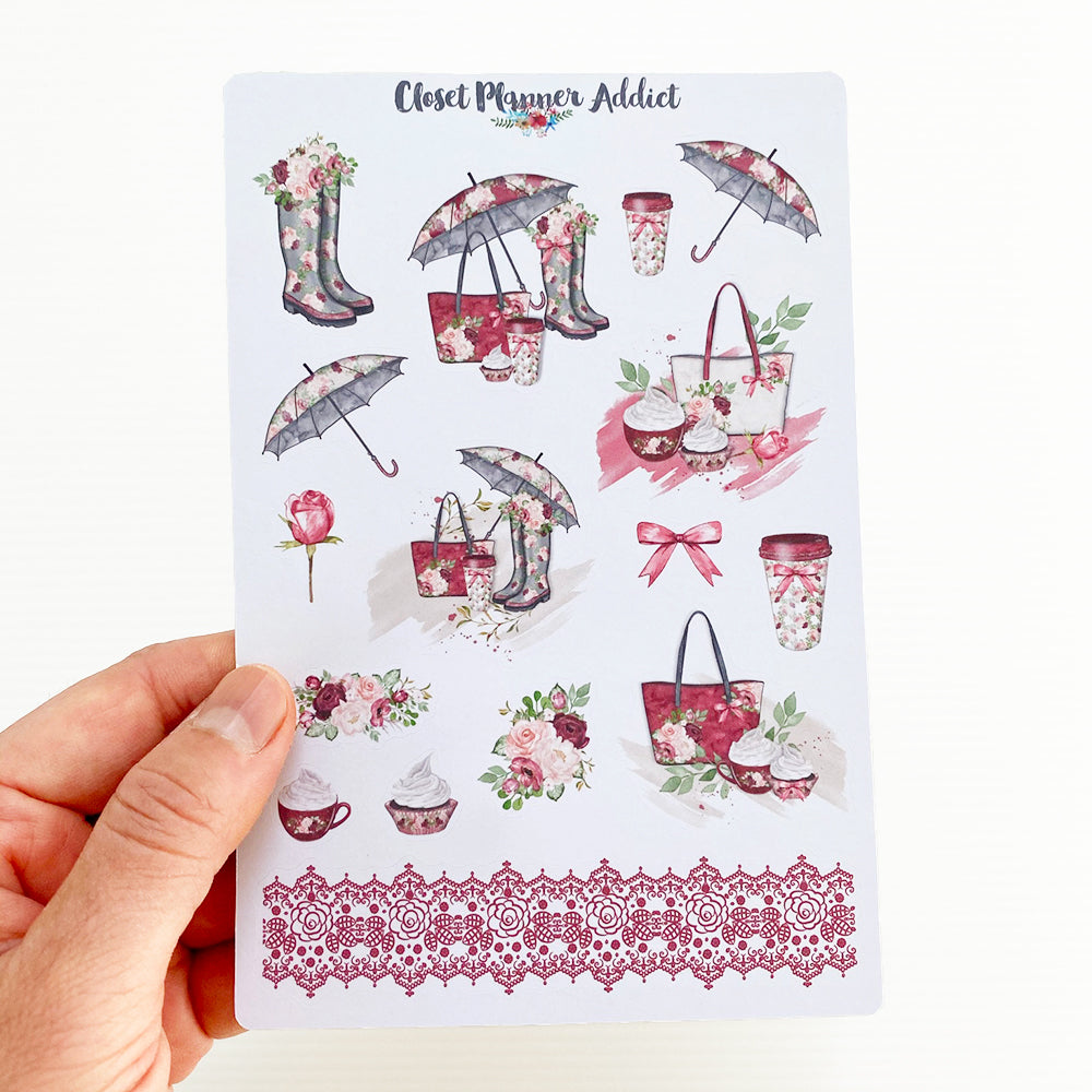 Romance in the Rain Planner Stickers