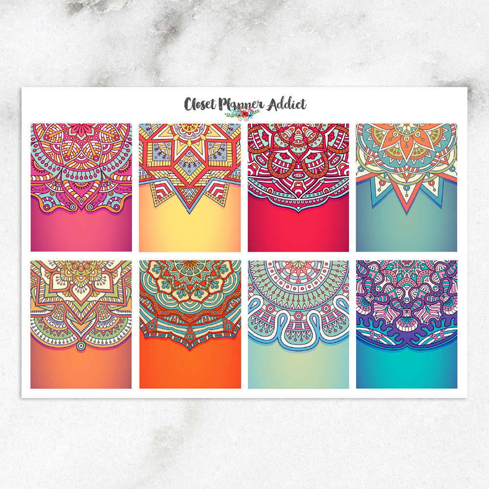 Colourful Mandala Backgrounds Planner Stickers (S-299)