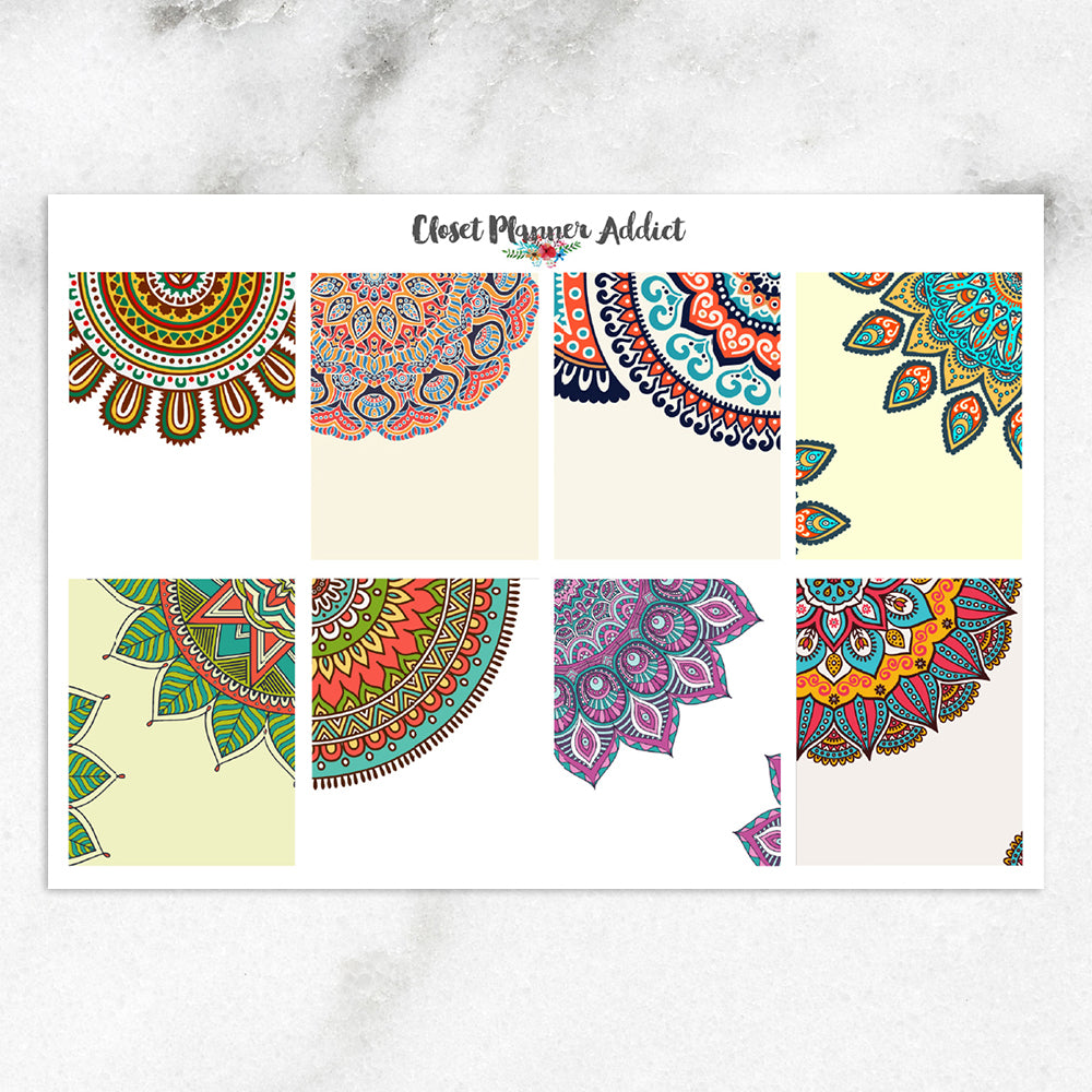 Colourful Mandala Backgrounds Planner Stickers (S-299)