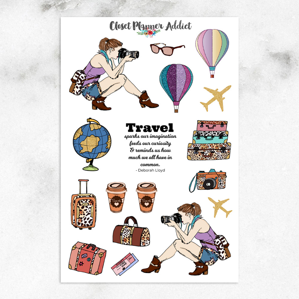 Travel Planner Girl Planner Stickers (S-306)