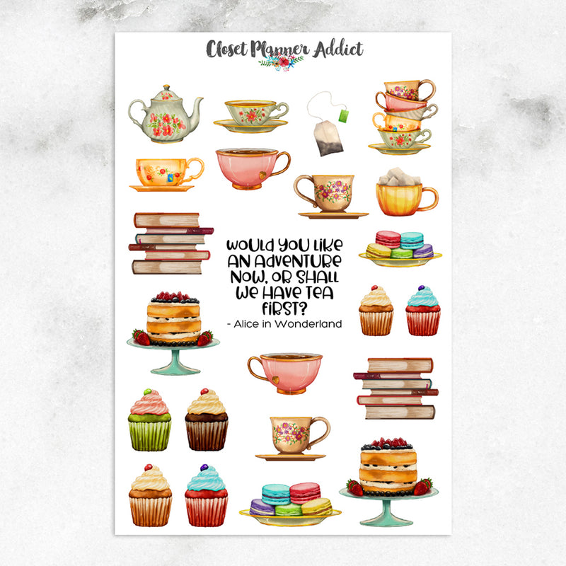 Watercolour Tea and Cake Planner Stickers (S-312)