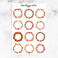 Autumn Wreaths Planner Stickers (S-314)