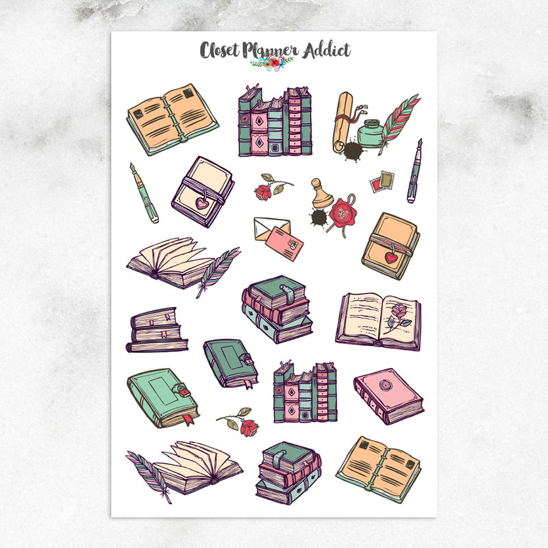 Vintage Books Planner Stickers (S-316)