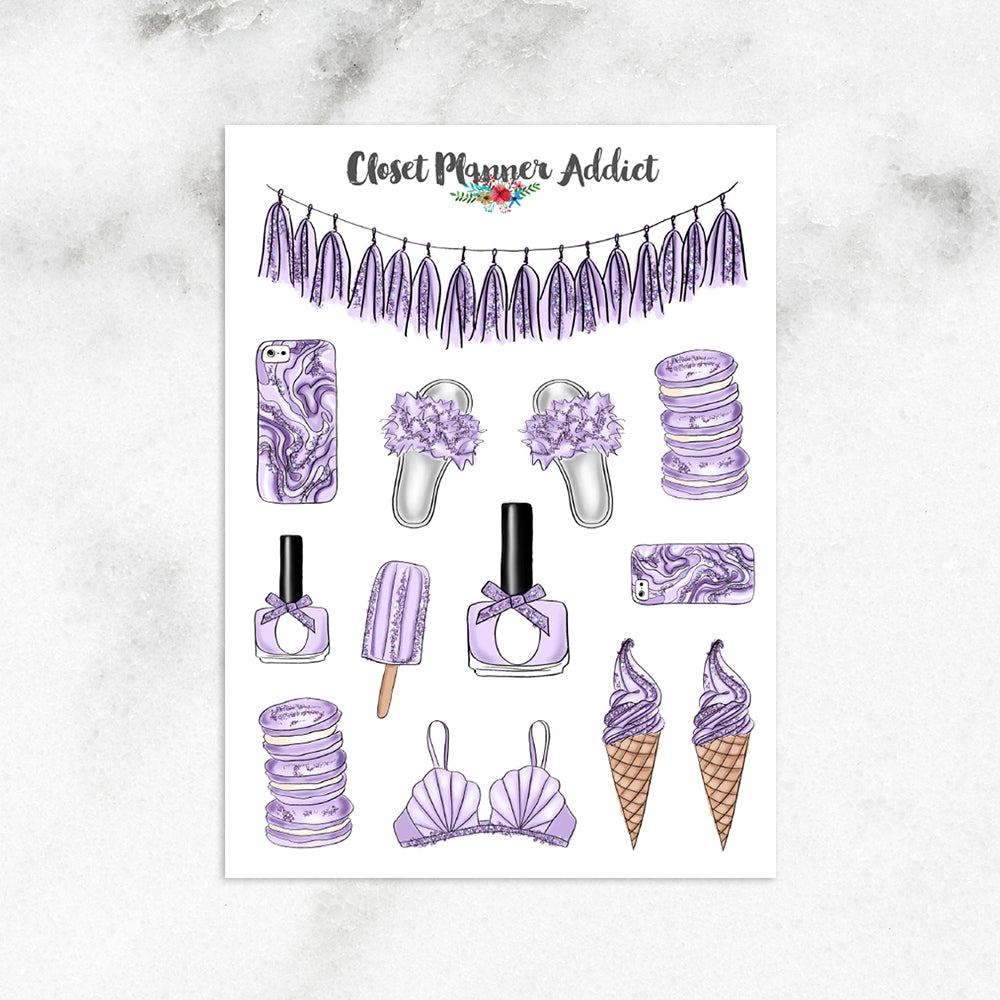 Lavender Lifestyle Planner Stickers (S-318)