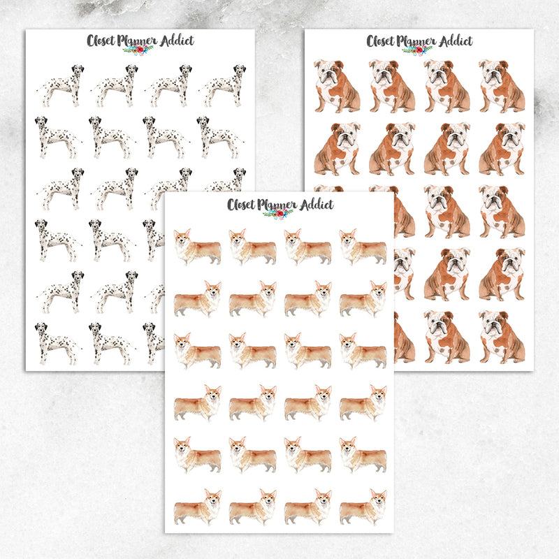 Watercolour Dogs Planner Stickers (S-323)