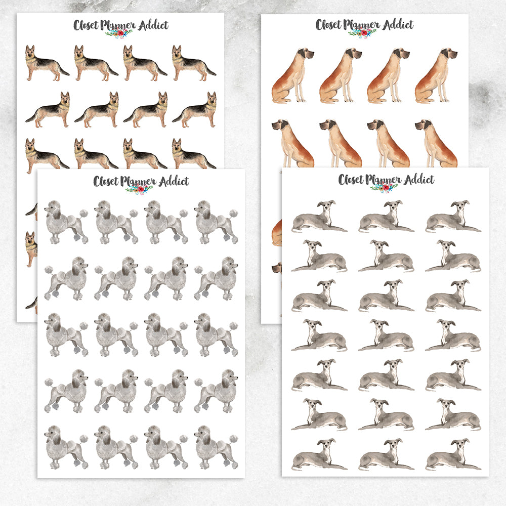 Watercolour Dogs Planner Stickers (S-324)
