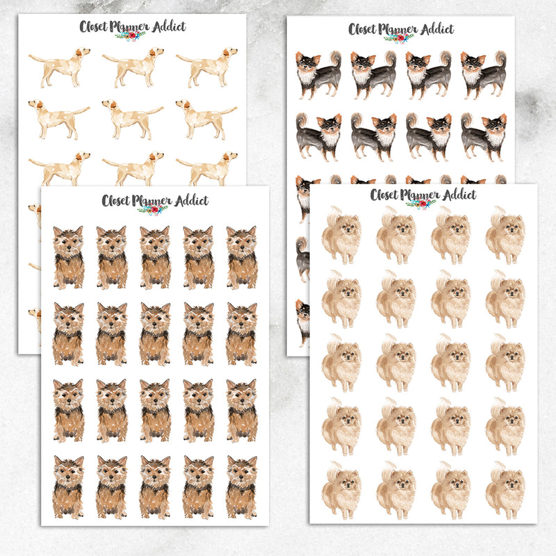 Watercolour Dogs Planner Stickers (S-324)
