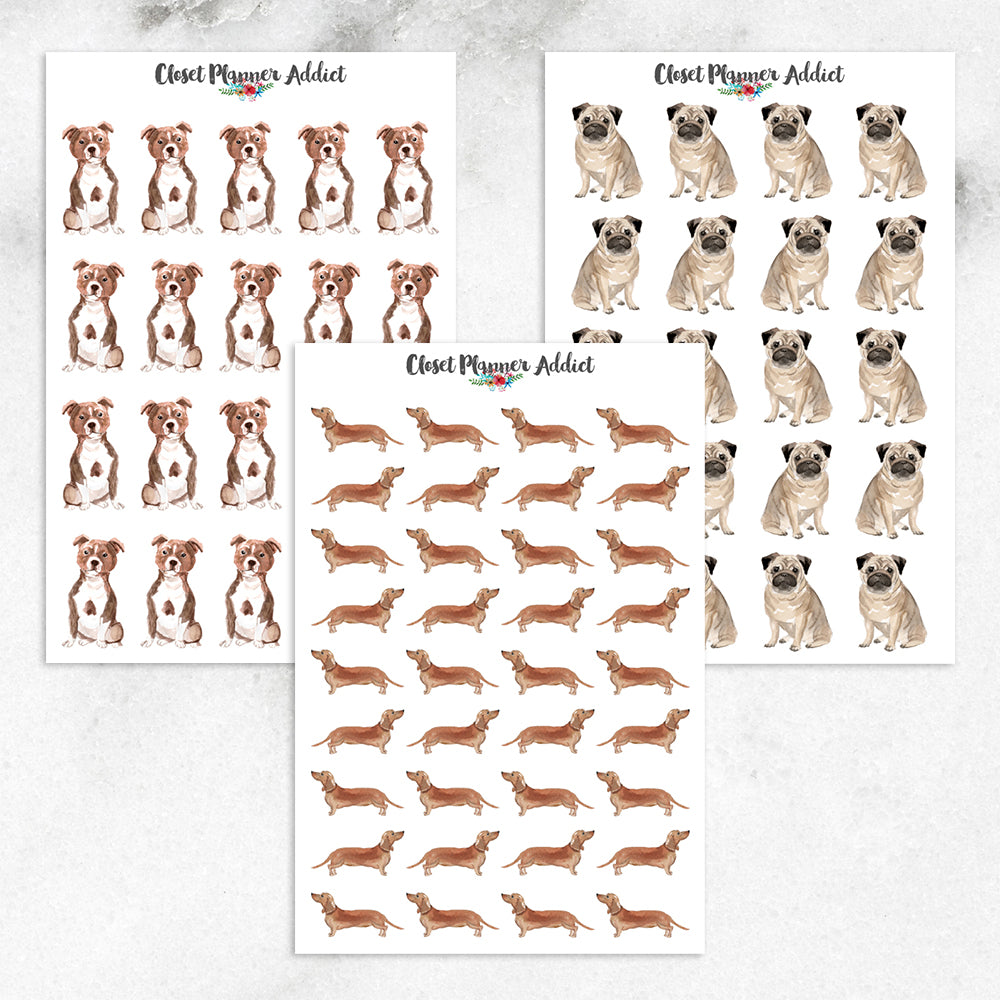 Watercolour Dogs Planner Stickers (S-324)