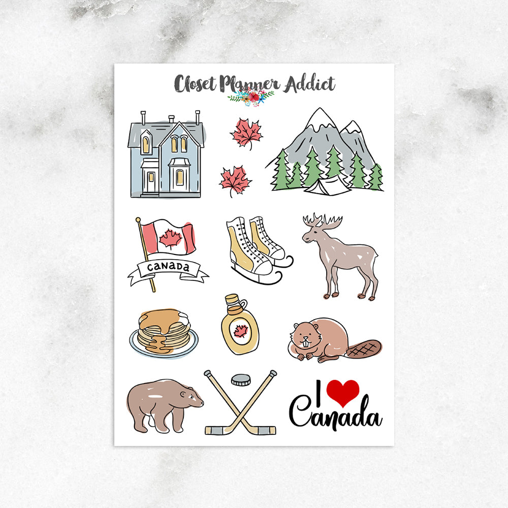 I Love Canada Travel Planner Stickers (S-340)