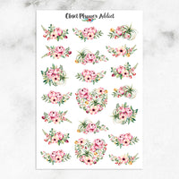 Watercolour Floral Planner Stickers (S-343)