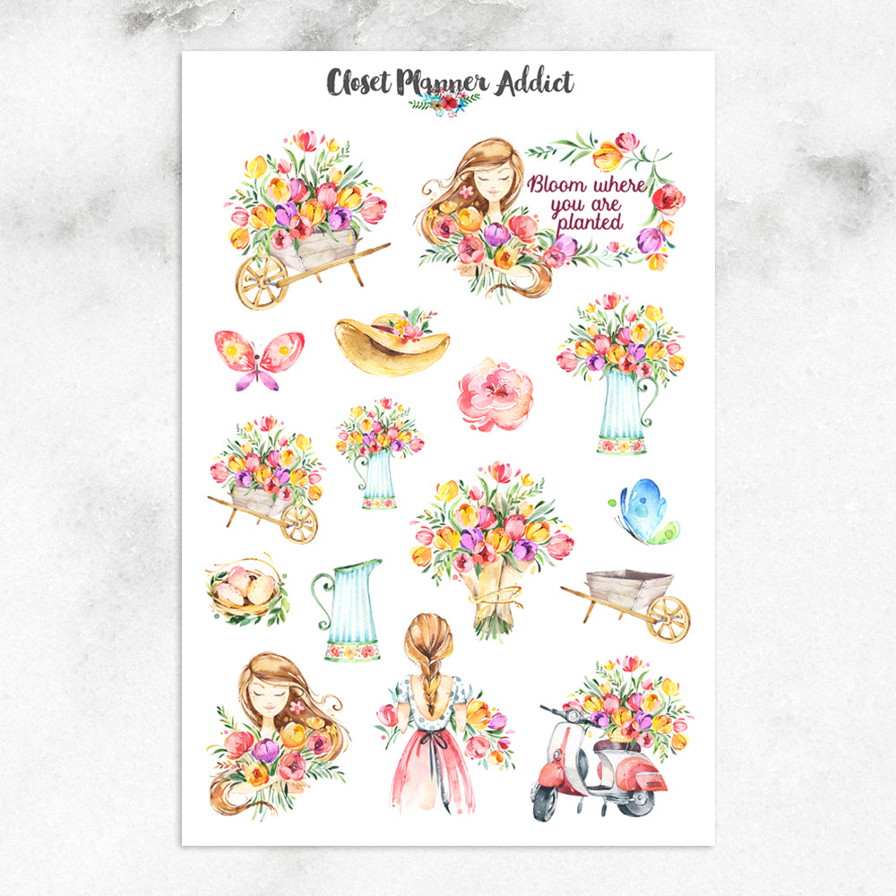 Bloom Where You Are Planted Planner Stickers (S-344)