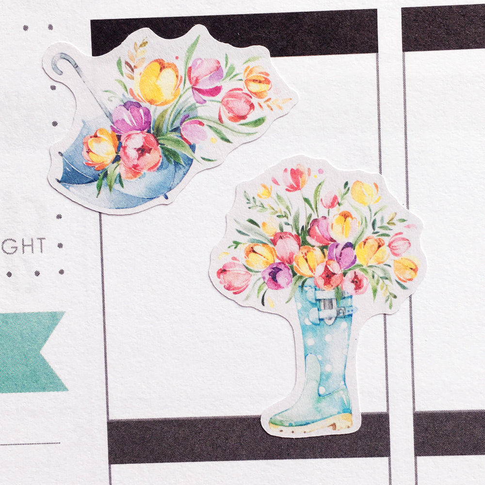 Watercolour Springtime Planner Stickers (S-345)