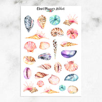 Watercolour Seashells Planner Stickers (S-346)