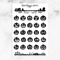Halloween Pumpkin Emoji Planner Stickers (S-349)